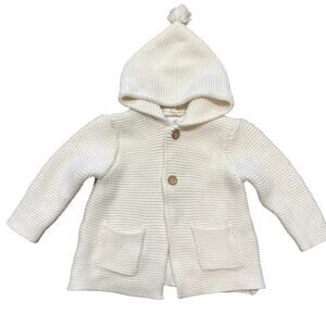 Zara Baby White Cream Knit Sweater with Hood 3-6 months